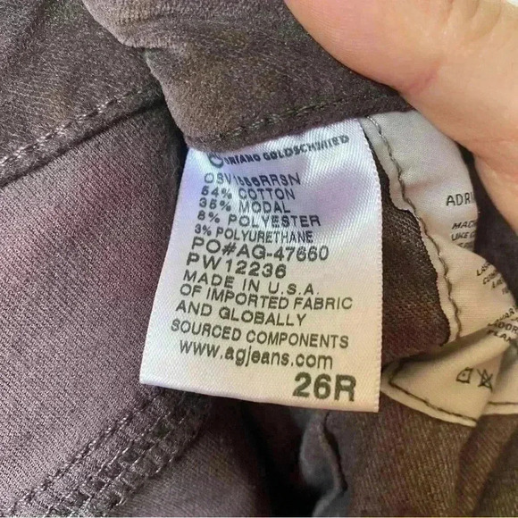 AG Adriano Goldschmied Stevie Slim Straight Ankle Jeans -  26R, Chocolate Brown - Picture 6 of 10